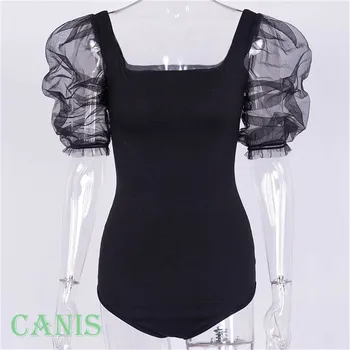 

Trendy Women clothes Short Sleeve square collar Bodysuit Stretch Ladies Leotard Polyester Jumpsuits one pieces