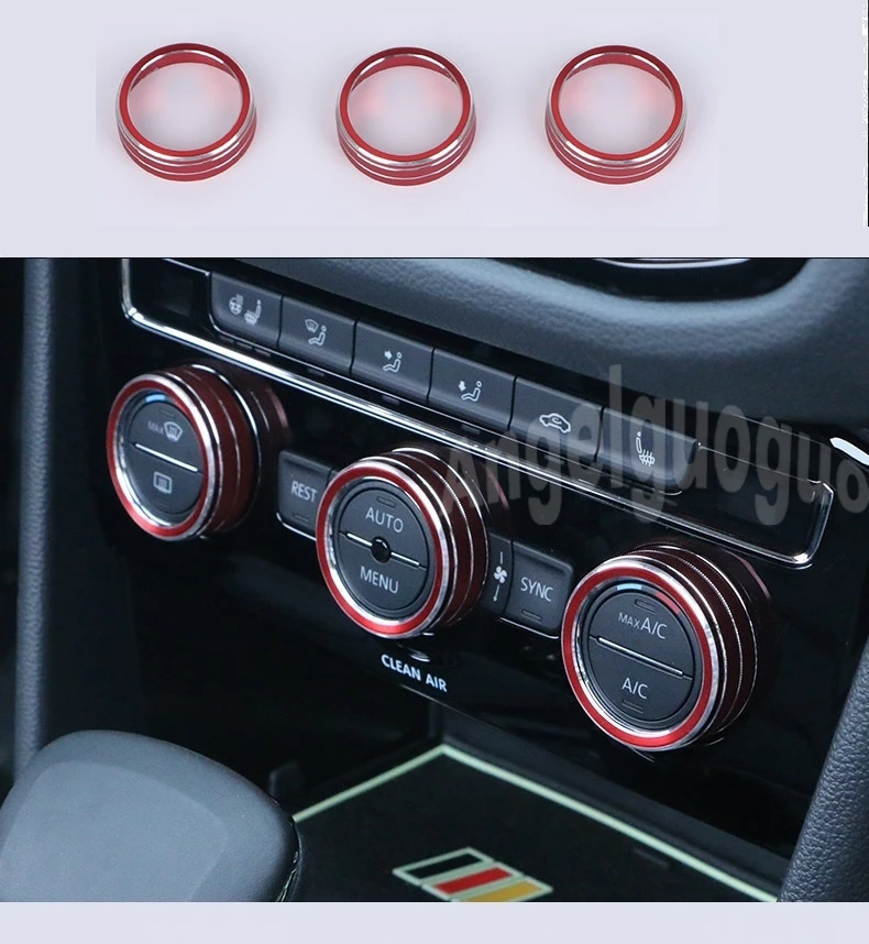 3 pcs Aluminum alloy Air conditioning knob cover decorate Fit for Volkswagen VW Tiguan L  CC Passat B7 B8 T-ROC