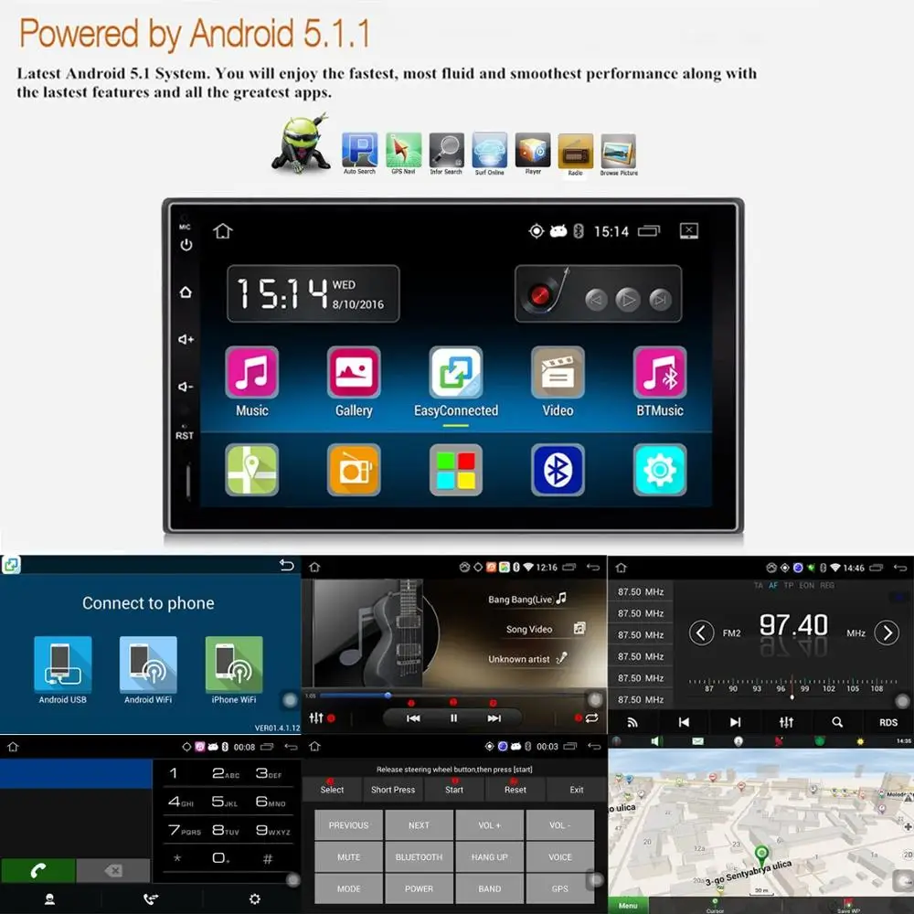 Бесплатная камера + HD Android 5 1 автомобильный стерео 7 дюймов Автомобильный Стайлинг