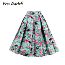 Страусиная плиссированная юбка женские тюлевые юбки трапециевидной формы с высокой талией длиной до колена с принтом Фламинго Aldas Jupe S40