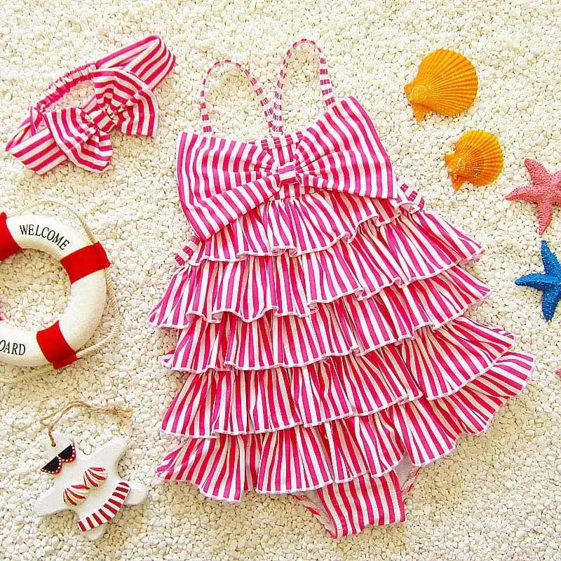 Baby-Girls-Swimwear-18M-6Y-Kids-Girl-Striped-Cake-Bikini-Toddler-Summer-Beach-One-Pieces-Bath-Suit+Headband-2pcs-Swimming-Wear-(2)