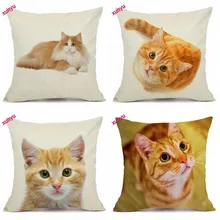 XUNYU Симпатичные желтый кот белье Наволочка диван Square Decorative Pillow крышка животный принт Чехлы 45X45 см BT001