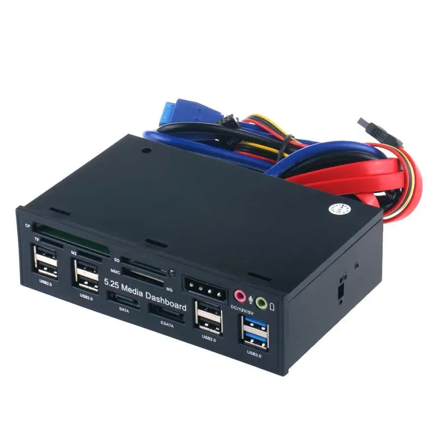 

Good Application All in one USB 3.0 5.25 LCD Media Temp Dashboard Front Panel Multi Card Reader SATA ESATA Box Jan15