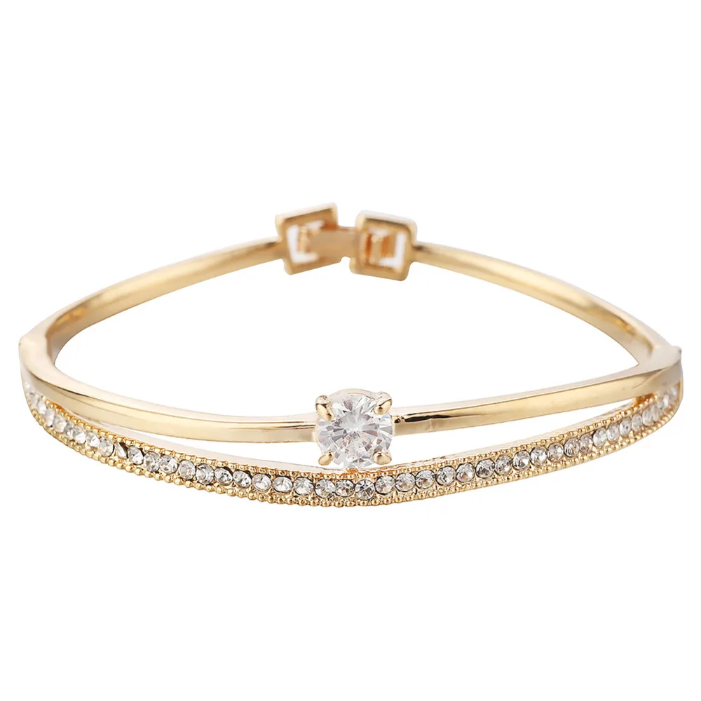 Crystal & Cubic Zirconia Bracelet Bangle Gold Color luxurious Jewelry