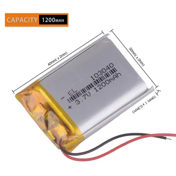 

3pcs/Lot 3.7V 1200mAh Rechargeable li Polymer Li-ion Battery For GPS PSP MP3 SPeaker DIY PAD Power LED Bluetooth Pen 103040