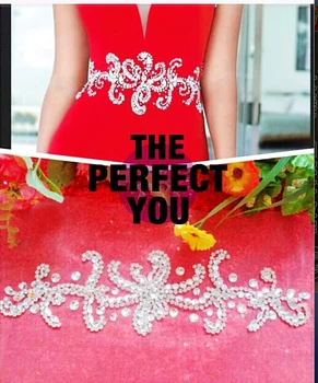 

A198 Free shipping hand made crystal patches silver sew on Rhinestones applique 34*10cm for top dress belt