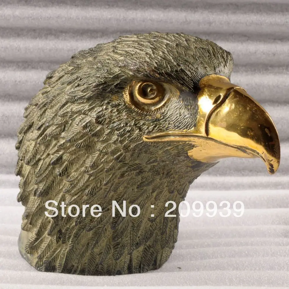 

00441`Gilding bronze eagle sculpture statue Parcel Gilt 8.3" 1.8kg