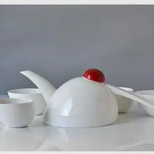 5 шт. набор, креативный дизайн, костяного фарфора чайник и чайная чашка набор, простой белый керамический чайный набор кунг-фу, китайский чайный сервиз