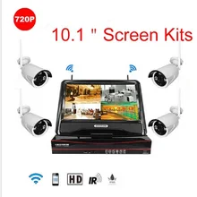 4CH 1080P 10 Inch Displayer Wireless CCTV System NVR IP Camera IR CUT Bullet CCTV Home