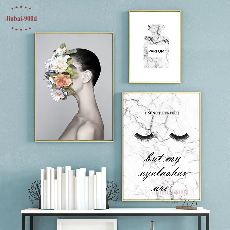 

900D Posters And Prints Nordic Marble Wall Art Canvas Painting Girl Portrait Poster Wall Pictures Decoration NOR091