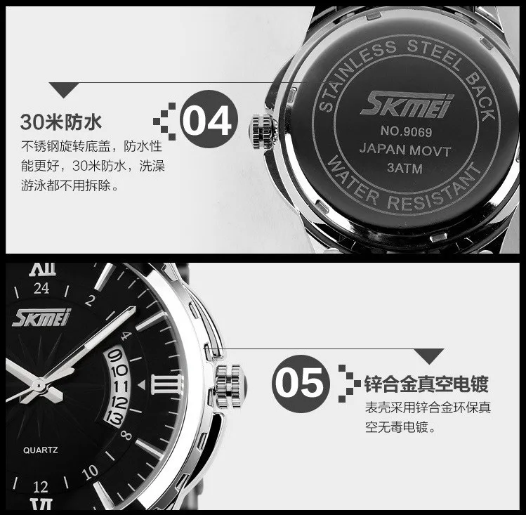 New Fashion Men Stainless Steel Quartz Watches Men's Wristwatches Gold Analog Date Waterproof Male Clock relogio masculino