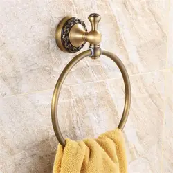 Латунный антикварный круглый стиль настенное кольцо для полотенец Держатель Вешалка ванная комната органайзер полотенце бар
