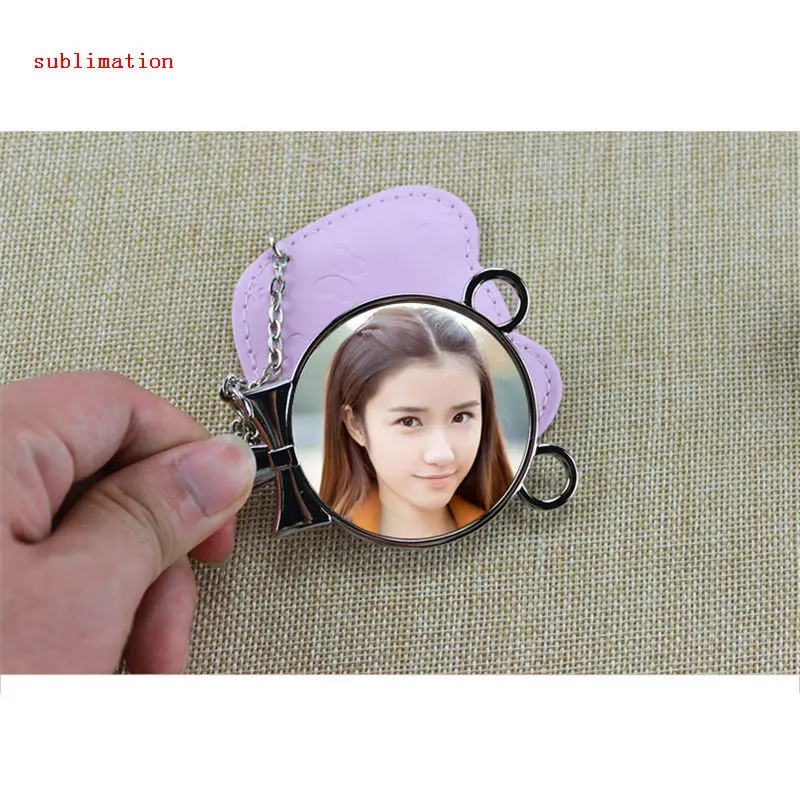 

dye sublimation blank custom mirror consumables hot transfer printing material supplier round item 8pcs/lot wholesales