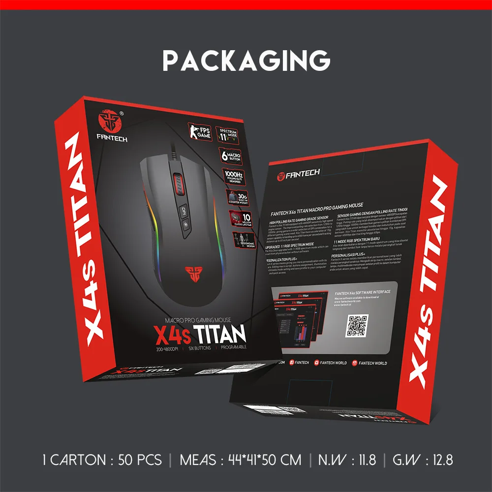 Fantech X4S RGB игровая мышь 6D ключ 4800 dpi Бесплатная коммутация Поддержка программного