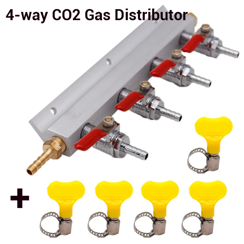 4-Wege Co2 Luft Gas Verteiler Luftgasspalter Bier Splitter Ventil Teiler 