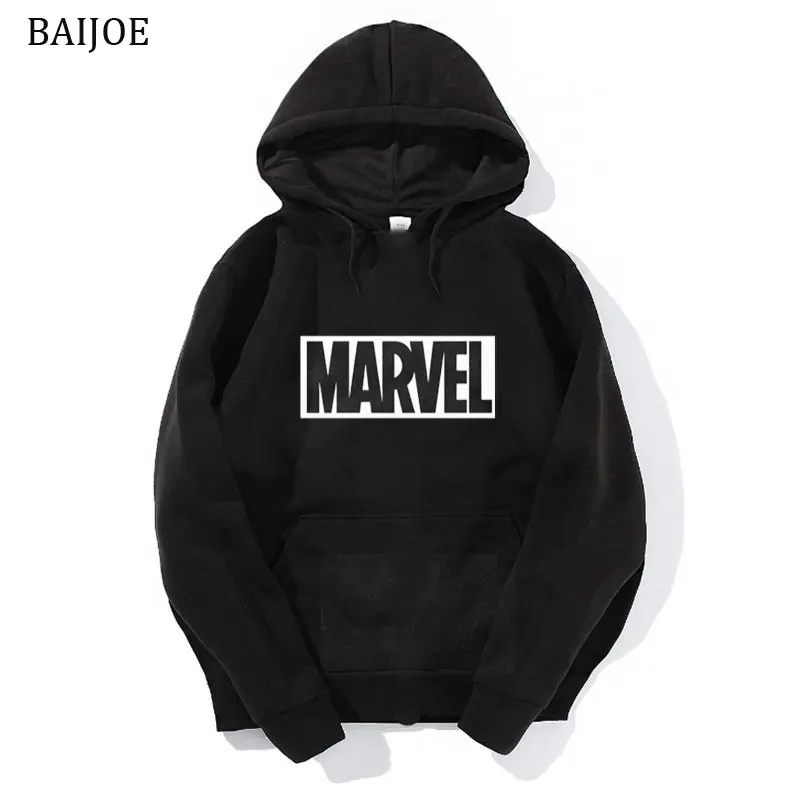 Hot!2017 New Marvel Letter Print Black Sweatshirt Men Hoodies Fashion Solid Hoody Men Pullover Men's Tracksuits Hoodie male