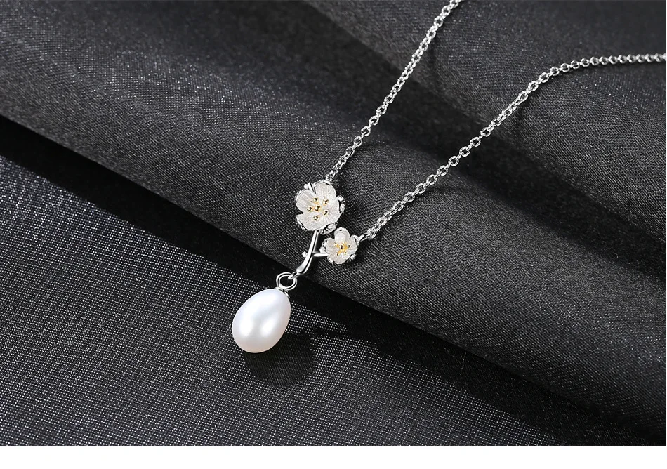 

Pearl Pendant S925 Sterling Silver Korean Fashion Two-tone Plum Female Item Accessories GW25