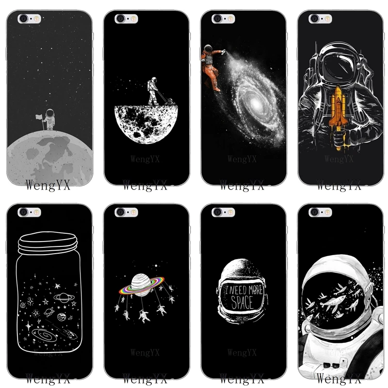 

black white moon astronaut space silicone Soft phone case For Samsung Galaxy S3 S4 S5 S6 S7 edge S8 S9 Plus mini Note 3 4 5 8
