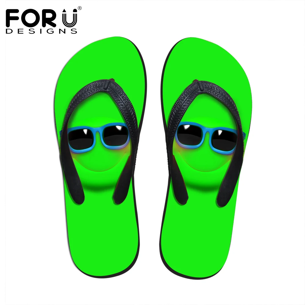 

FORUDESIGNS Fashion Men Summer Flip Flops Beach Rubber Slippers Cartoon Emoji Printed Male Sandals Flats Shoes Man Flip-Flops