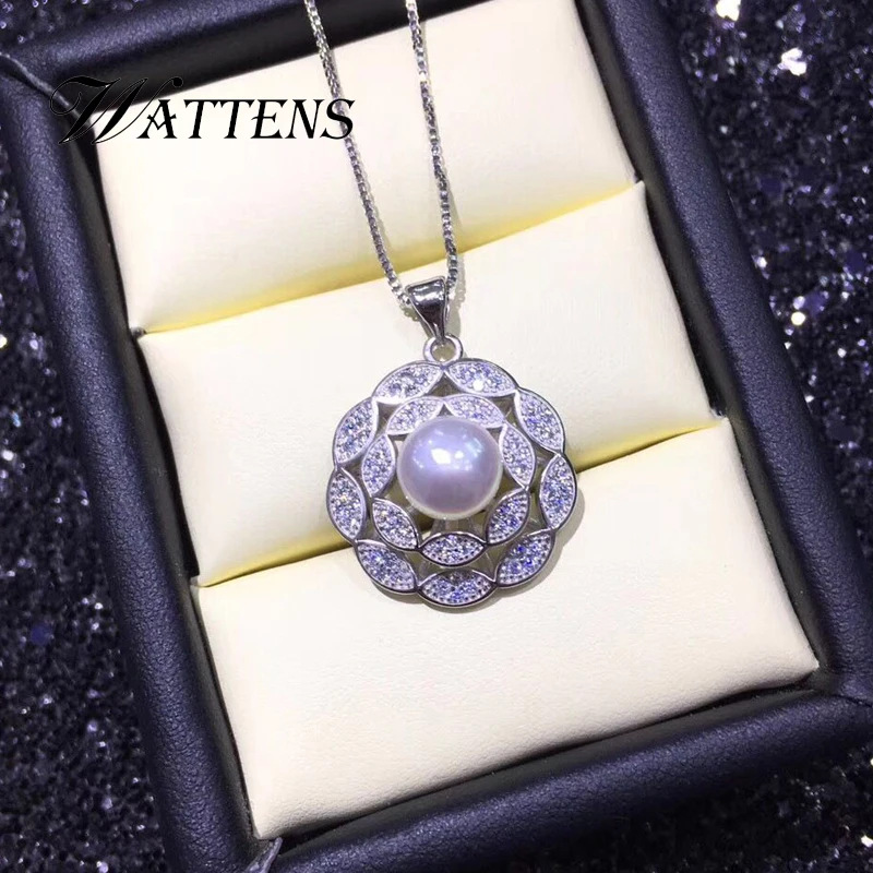 

925 sterling silver necklace natural freshwater pearl Flowers pendant for women Vintage wedding birthday Party accessories Gift