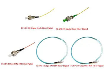 

100 Pieces 1.0 Meter FC UPC/APC SM Single Mode MM Multi Mode 1Gbps OM1 OM2/10Gbps OM3/ 40Gbps OM4 Simplex 0.9mm Fiber Pigtail