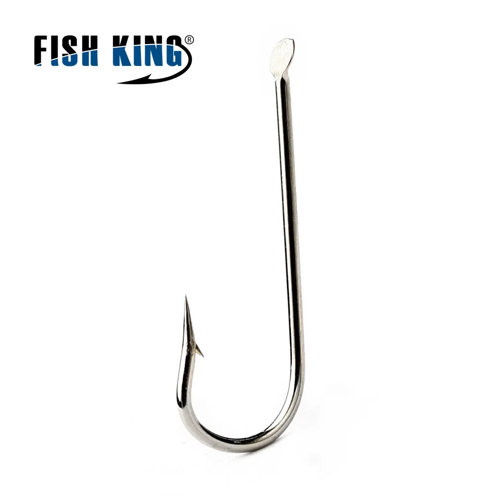 FISH KING 100 шт./лот рыболовный крючок из высокоуглеродистой стали 1799N 1#-10# длинный плоский круглый плоский острый Рыболовный Снасть