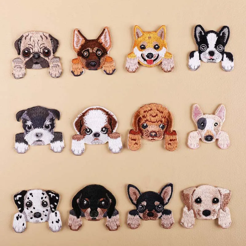 

1Pcs Dog Embroidery Patch Heat Transfers Iron On Sew On Patches for DIY Clothes T-shirt Cloth Sticker Decorative Appliques 47204