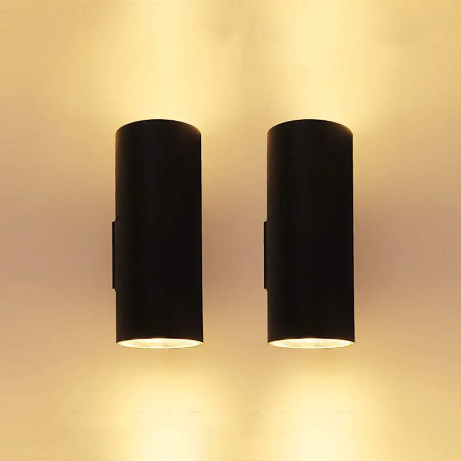 Dual cabeça do Cilindro Parede para Cima para Baixo Lâmpada de Parede do Corredor Thrisdar Iluminação Exterior 10 w 18 w 24 w Led Porch Luz da à Prova d' Água Villa Pátio 14 Luminárias de parede externas