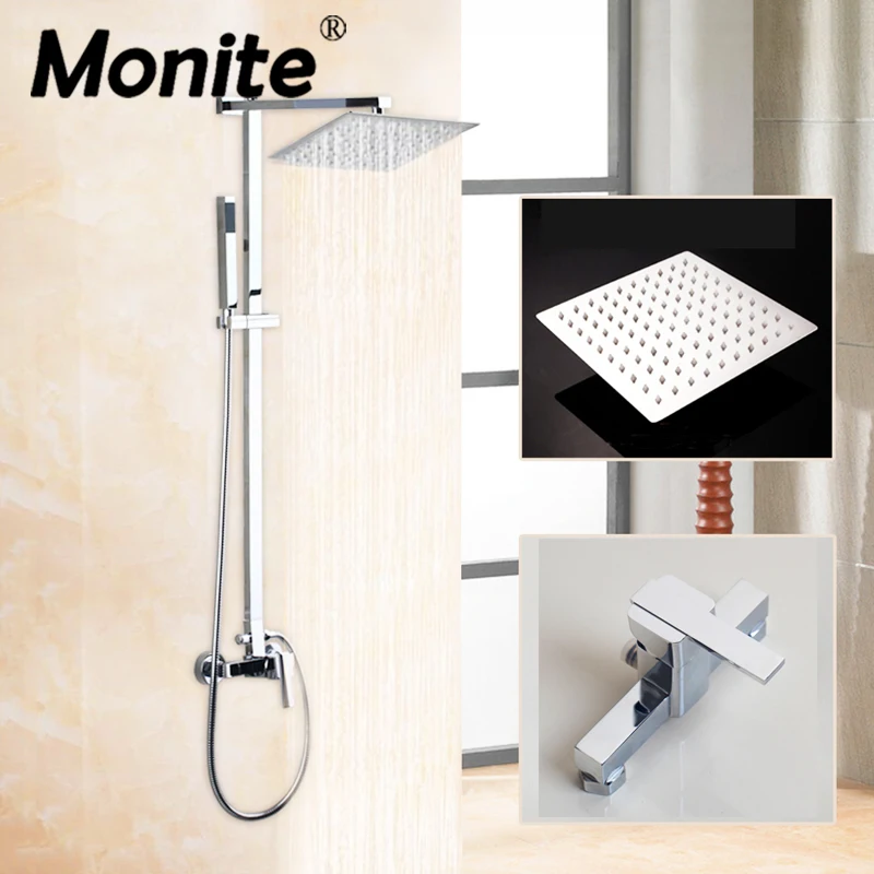 Bathroom Chrome 8/" Rainfall Shower Head Hand Held Set Mixer Tap Ceiling Mount