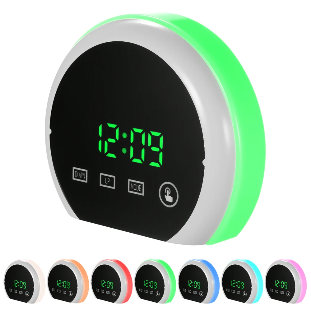 

Digital Alarm Clock LED Touch Mirror Alarm Clock 12H/24H Electronic Snooze 7 Colors Light Table Desk Clock with Dual USB Ports