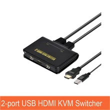 2 Port USB HDMI KVM Switcher selector USB2.0 HDMI 1080P with mouse keyboard supported 2 in 1 out Switcher Hotkey switching