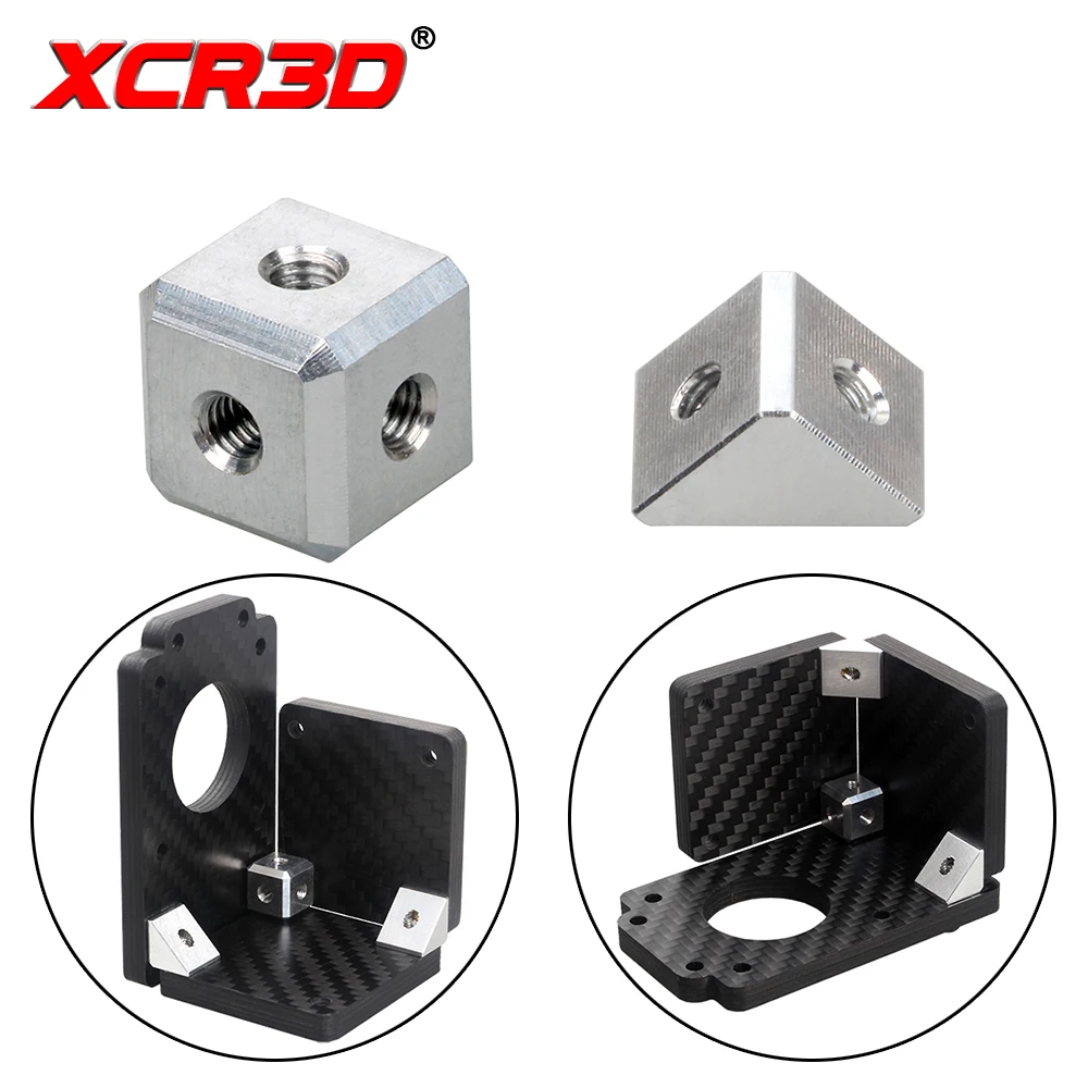 XCR3D Printer Bracket Fixing Piece Parts Sheet Connector Triangle and Cube Aluminum Block Screw Nut DIY Accessories  5pcs