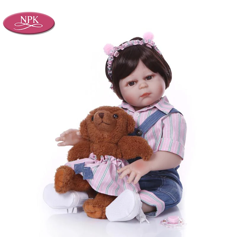 

NPK Full Silicone Body Reborn Baby Doll Toy For Girl 19 Inch Soft Vinyl Realistic Newborn Babies Princess Lifelike Doll Menina
