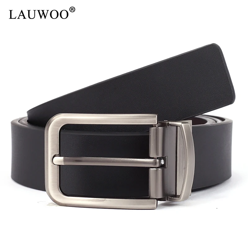 

LAUWOO Fashion designer belt Pin Buckle Leather Mens Belts Luxury For Men Men's Luxury Brand Fashion Leather Belt free shipping
