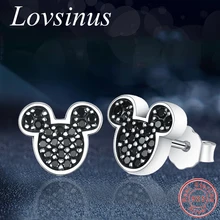 Горячая Распродажа, серьги-гвоздики в виде Головы Микки из натуральной 925 пробы, серебряные, черные, для женщин/детей, модные, милые, Brincos Pendientes, ювелирное изделие, подарок