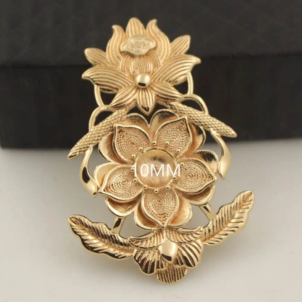 

Filigree Lotus Flower Embellishment Stamping Die Casting Metal Findings DIY fit 10mm Pearl Retro Phoenix Coronet Jewelry Making