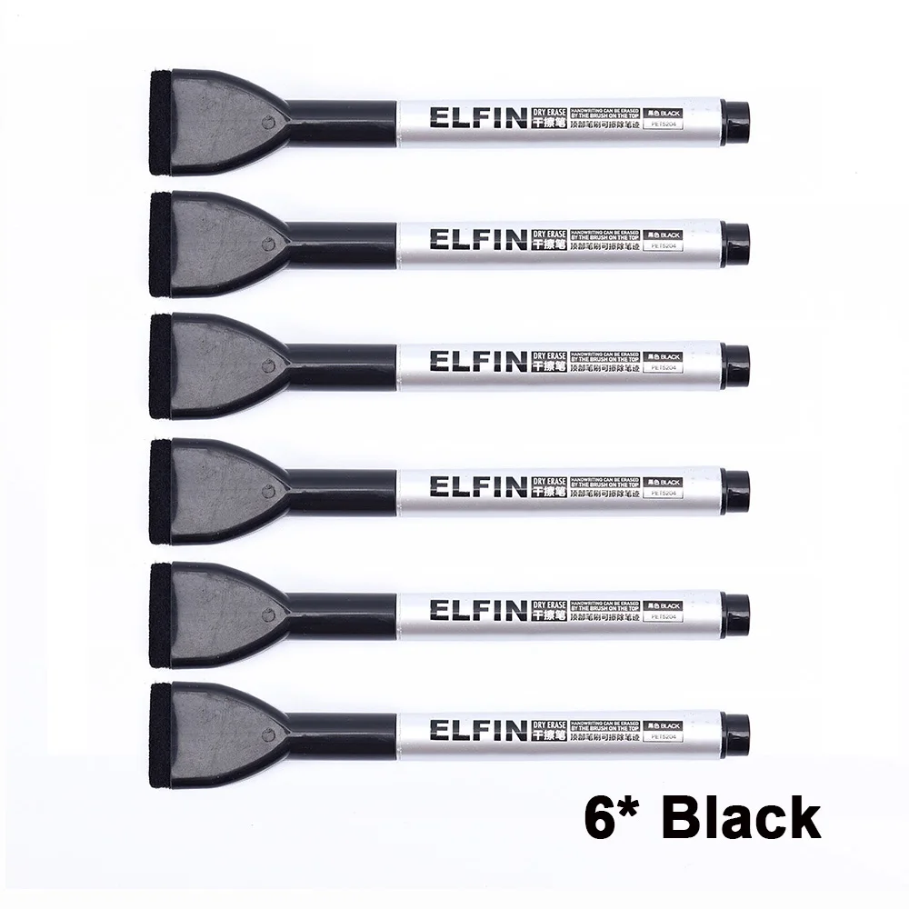 Black School Classroom Whiteboard Pen Dry White Board Markers Built In Eraser Student Children's Drawing Pen - Цвет: 6 Black