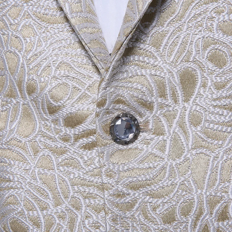 PYJTRL Men Fashion Beige Thick Jacquard Floral Pattern Stage Singer Costumes Blazer Hombre 2018 Wedding Groom Suit Jacket|blazer hombre|costume