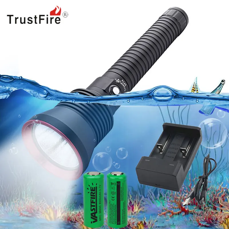 TrustFire Мощный 3200LM XHP-70 светодиодный светильник для дайвинга 70 м подводный светильник для дайвинга Водонепроницаемый светодиодный светильник-вспышка фонарь светильник - Испускаемый цвет: Зеленый