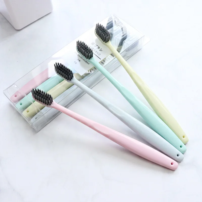 

Natural Bamboo Toothbrush Small Soft Head round Bamboo Material Handle Soft Bristle Toothbrush 4 Only Adult Children Toothbrush