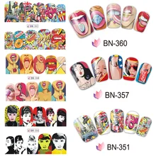 1 лист Поп-Арт Наклейка переводная Вода Дизайн ногтей наклейка сексуальные губы Мэрилин Монро DIY Временные татуировки гвоздь художественные инструменты JIBN349-360