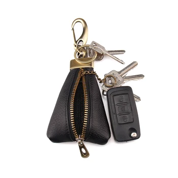 

Womens&Men's Cowhide Leather Zipper Coin Bag Car Key Wallets Fashion Multifunction Housekeeper Key Holders (Custom available)