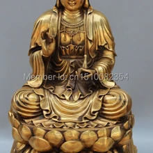 2" Китайский Бронзовый Тяжелая Кван-инь Гуаньинь Будды Шакьямуни На Лотоса Ваза Статуя