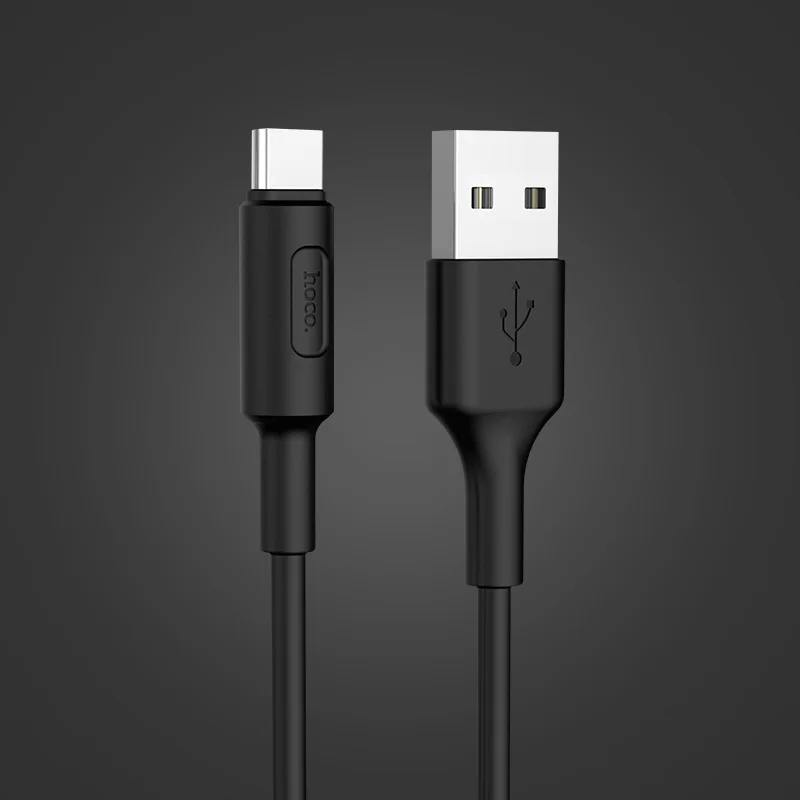HOCO кабели для мобильных телефонов usb type C кабель 2A USB-C кабель передачи данных для быстрой зарядки для samsung S9 S8 Xiaomi Mi 8 huawei P20 lite - Цвет: Черный