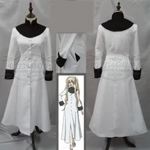 Bloqueo de sangre Battlefront Kekkai Sensen Mary Blanco Cosplay Larga Bata Blanca para la Fiesta de Halloween