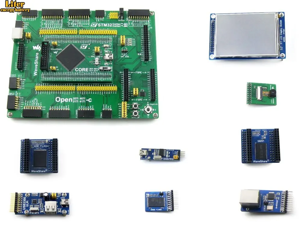 Open407I-C упаковка A = STM32 плата STM32F407IGT6 ARM Cortex-M4 макетная + PL2303 USB UART модуль 3 2 дюйма LCD 8 Acc
