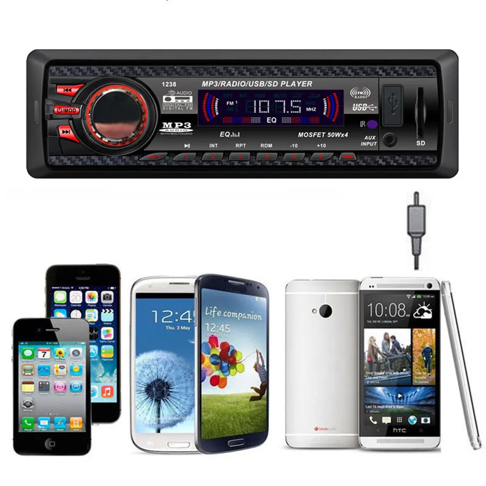 

Radio Cassette Player Car Audio Stereo In Dash FM With Mp3 Player USB SD Input AUX Receiver 1238 Car Accessories