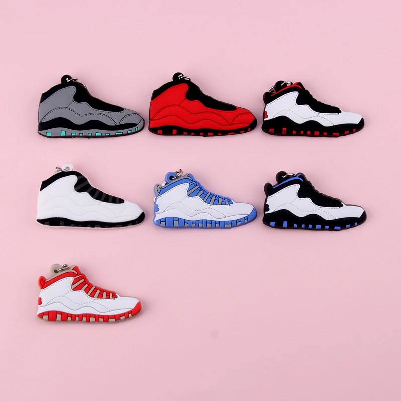 

Keychain New Exotic Mini Jordan 10 Retro Shoe Key Chain Men and Women Kids Gift Keyring Basketball Sneaker Key Holder Porte Clef
