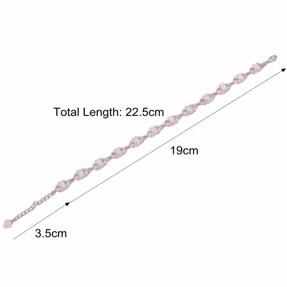 CiNily создан Белый Синий Оранжевый огненный опал посеребренный оптом для женщин ювелирные изделия браслет цепочка 7 1/"-9 5/8" OS396-98