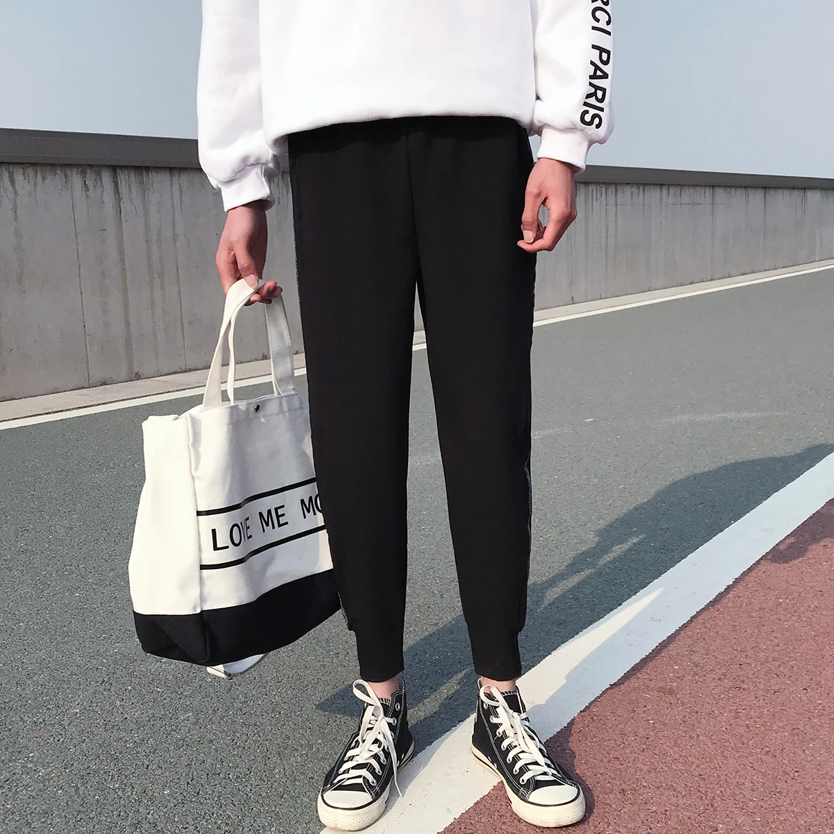 Summer and Autumn New S-2XL Slim Loose Harlan Casual Men's Cropped Pants Individuality Fashion Popular Simple Youth City Campus